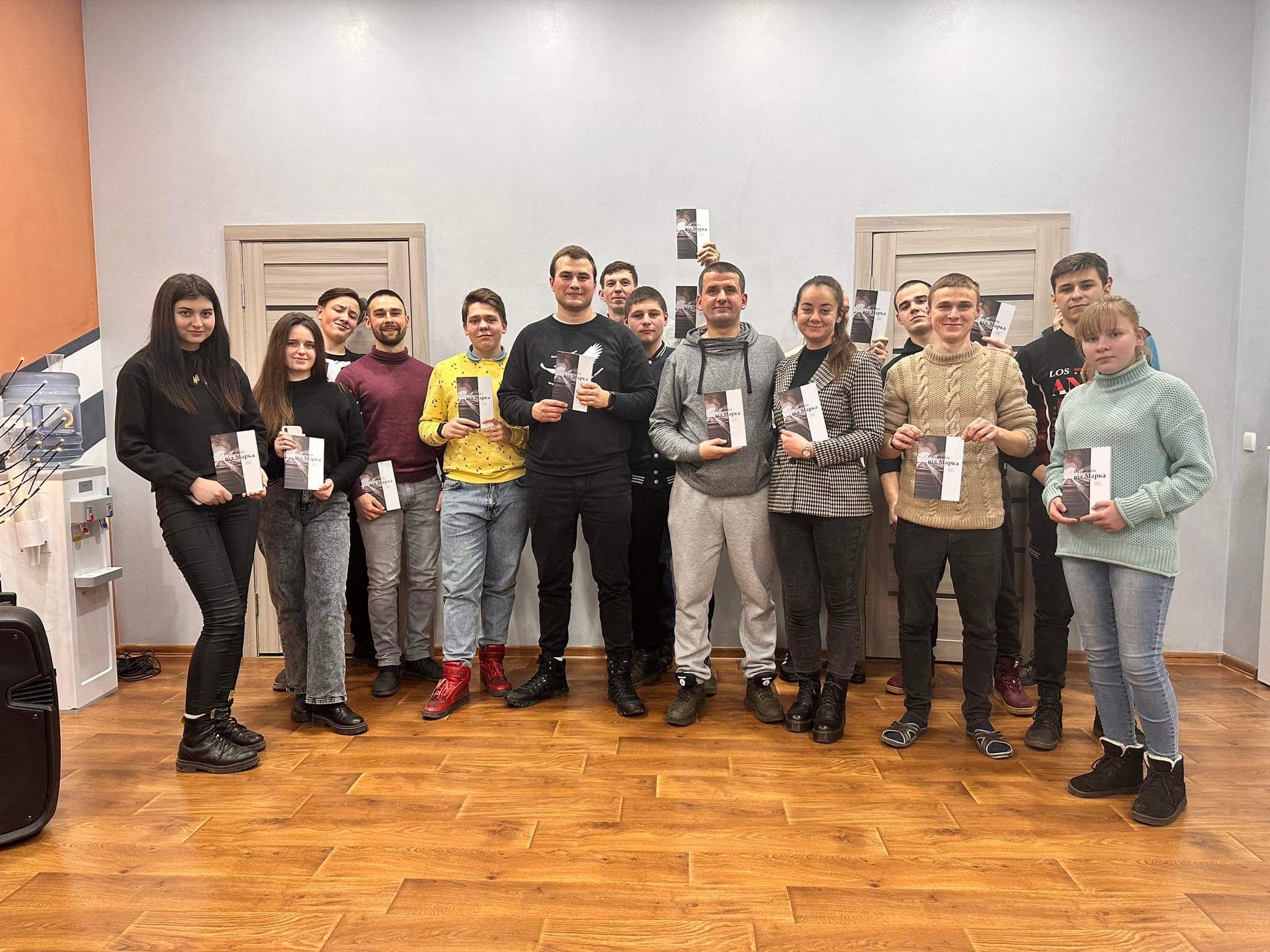 Some of the youth with their new iMark Bibles from Biblica