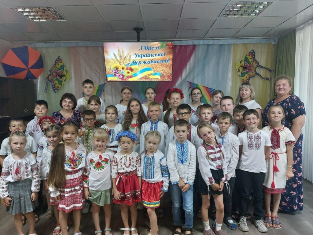 Larisa with the children at her orphanage in Sumy in August 2024