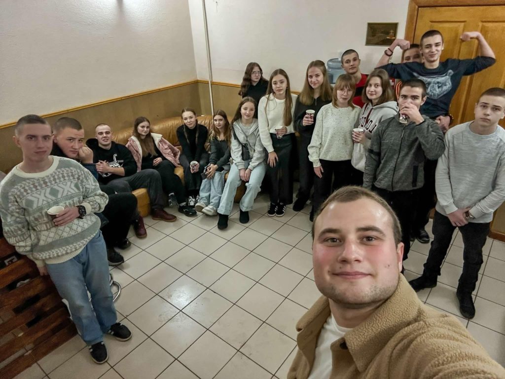 A selfie of the youth group meeting inside the Centre