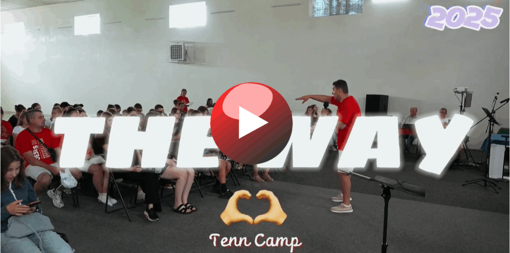 Teen Camp 2025 thumbnail – a man in a red shirt speaking to a seated group of teenagers in a hall, with large white text reading ‘THE WAY’ over the image and the year 2025 in the top right corner.